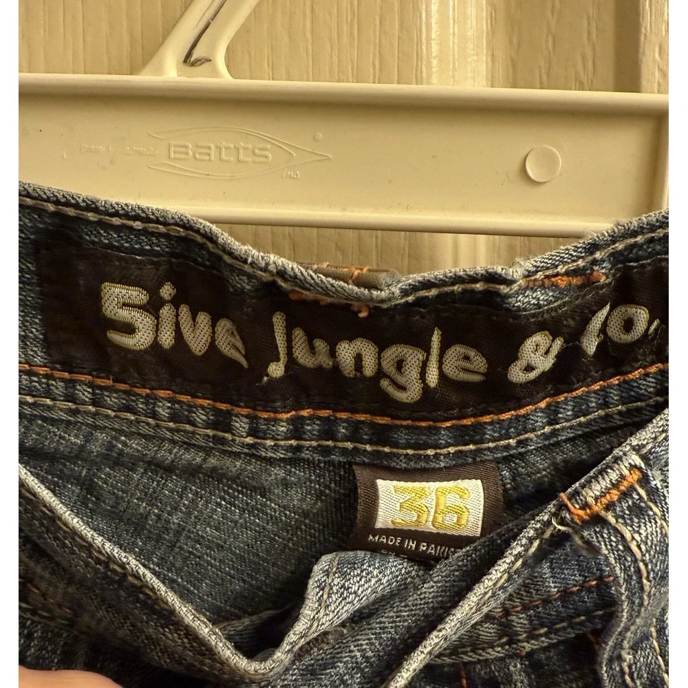 5ive Jungle Jeans Mens 36 Blue Denim. Jungle‎ Walk Of Life. Y2k. Leather Rare